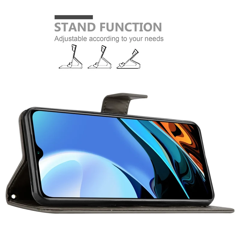 Cadorabo Hülle kompatibel mit Xiaomi RedMi 9T / POCO M3 Schutzhülle im Blumen Design mit Magnetverschluss, Standfunktion und Kartenfächern