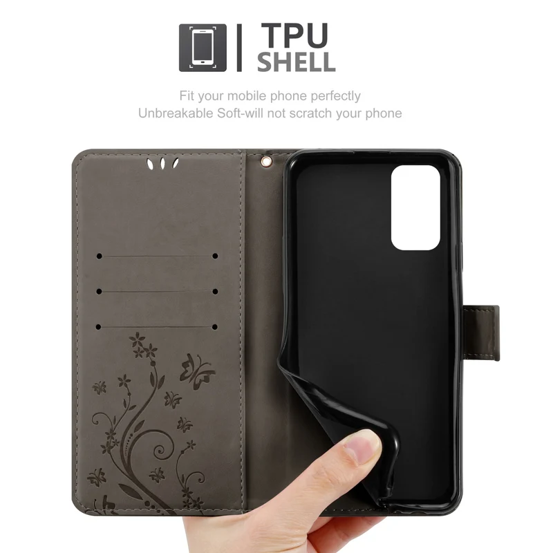Cadorabo Hülle kompatibel mit Xiaomi RedMi 9T / POCO M3 Schutzhülle im Blumen Design mit Magnetverschluss, Standfunktion und Kartenfächern