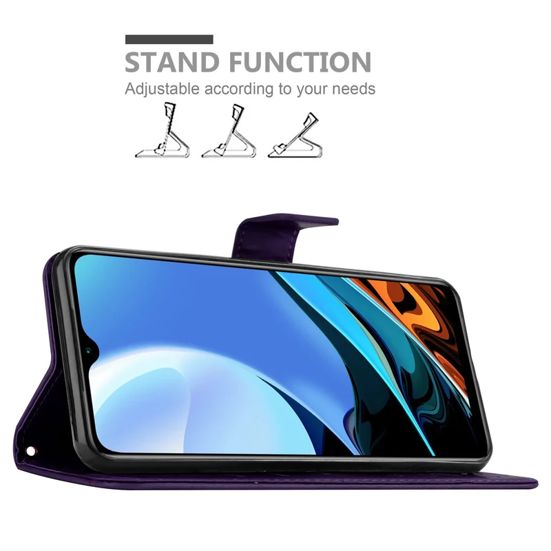 Cadorabo Hülle kompatibel mit Xiaomi RedMi 9T / POCO M3 Schutzhülle im Blumen Design mit Magnetverschluss, Standfunktion und Kartenfächern
