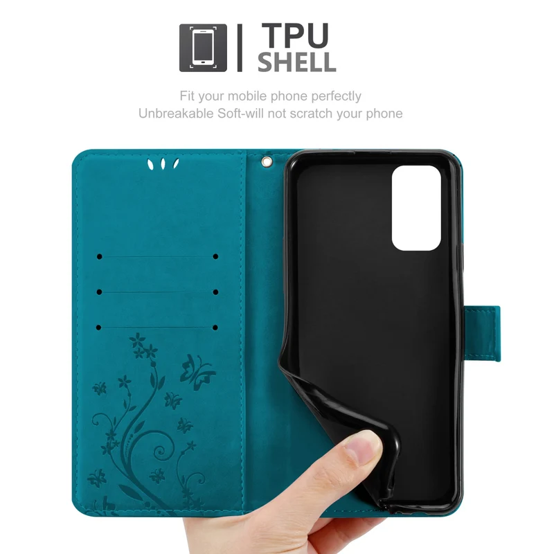 Cadorabo Hülle kompatibel mit Xiaomi RedMi 9T / POCO M3 Schutzhülle im Blumen Design mit Magnetverschluss, Standfunktion und Kartenfächern