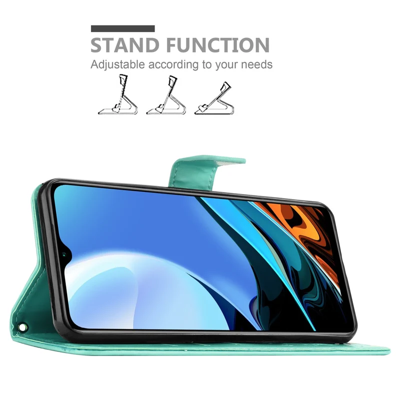 Cadorabo Hülle kompatibel mit Xiaomi RedMi 9T / POCO M3 Schutzhülle im Blumen Design mit Magnetverschluss, Standfunktion und Kartenfächern
