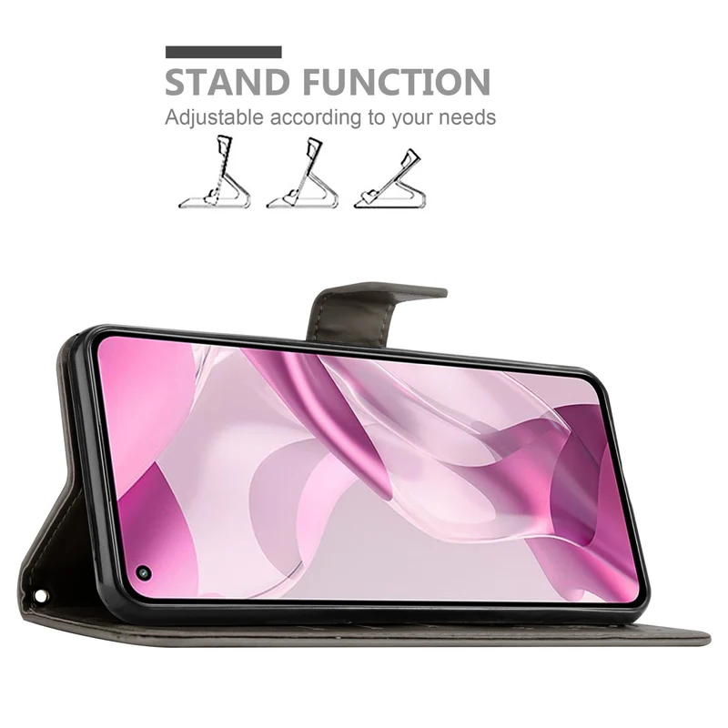 Cadorabo Hülle kompatibel mit Xiaomi Mi 11 LITE (4G / 5G) / 11 LITE NE Schutzhülle im Blumen Design mit Magnetverschluss, Standfunktion und Kartenfächern