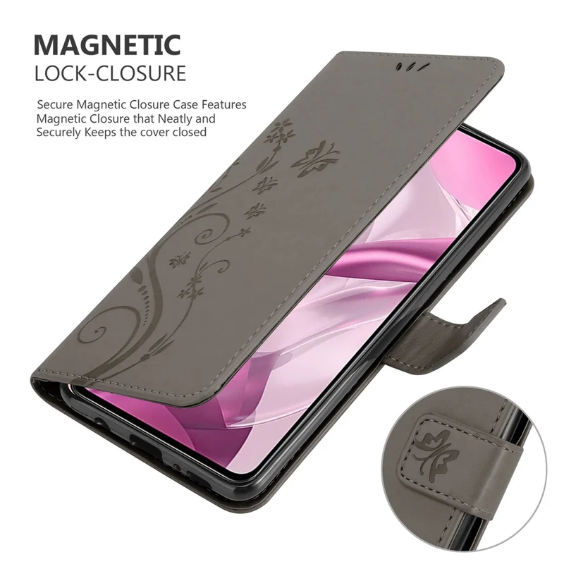 Cadorabo Hülle kompatibel mit Xiaomi Mi 11 LITE (4G / 5G) / 11 LITE NE Schutzhülle im Blumen Design mit Magnetverschluss, Standfunktion und Kartenfächern