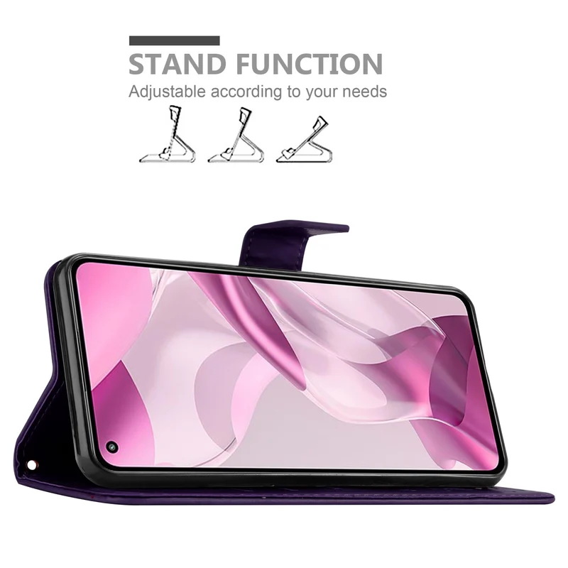Cadorabo Hülle kompatibel mit Xiaomi Mi 11 LITE (4G / 5G) / 11 LITE NE Schutzhülle im Blumen Design mit Magnetverschluss, Standfunktion und Kartenfächern