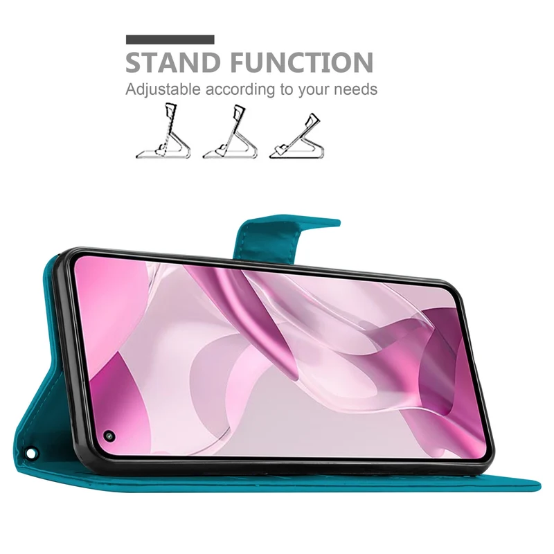 Cadorabo Hülle kompatibel mit Xiaomi Mi 11 LITE (4G / 5G) / 11 LITE NE Schutzhülle im Blumen Design mit Magnetverschluss, Standfunktion und Kartenfächern