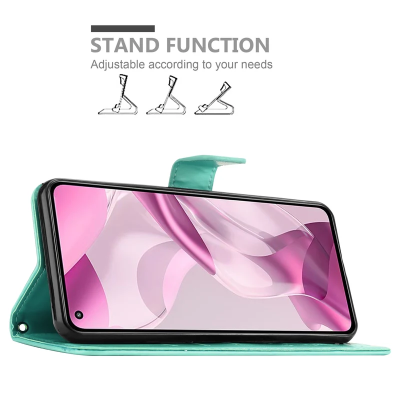 Cadorabo Hülle kompatibel mit Xiaomi Mi 11 LITE (4G / 5G) / 11 LITE NE Schutzhülle im Blumen Design mit Magnetverschluss, Standfunktion und Kartenfächern