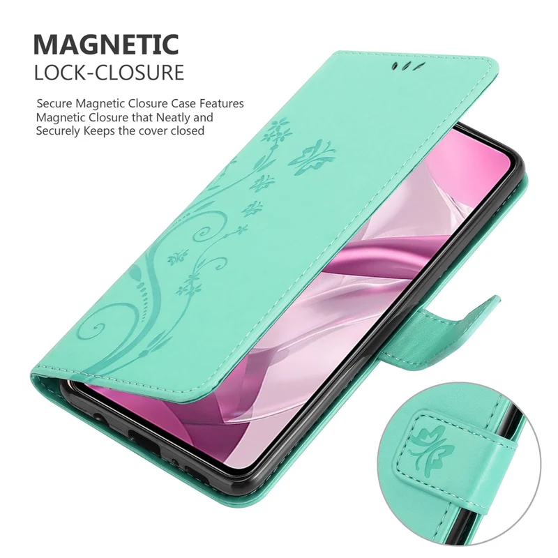 Cadorabo Hülle kompatibel mit Xiaomi Mi 11 LITE (4G / 5G) / 11 LITE NE Schutzhülle im Blumen Design mit Magnetverschluss, Standfunktion und Kartenfächern