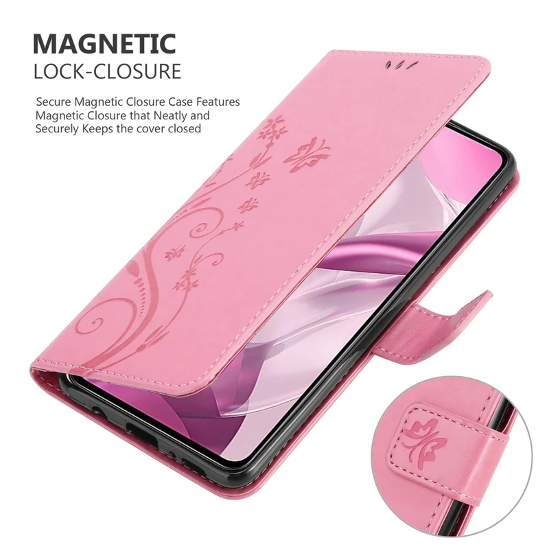 Cadorabo Hülle kompatibel mit Xiaomi Mi 11 LITE (4G / 5G) / 11 LITE NE Schutzhülle im Blumen Design mit Magnetverschluss, Standfunktion und Kartenfächern