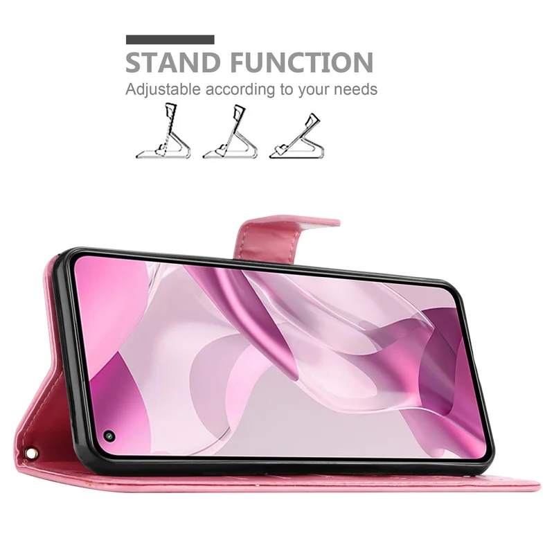 Cadorabo Hülle kompatibel mit Xiaomi Mi 11 LITE (4G / 5G) / 11 LITE NE Schutzhülle im Blumen Design mit Magnetverschluss, Standfunktion und Kartenfächern