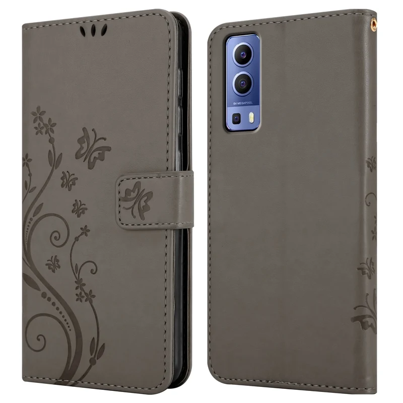 Cadorabo Hülle kompatibel mit Vivo Y52 5G / Y72 5G Schutzhülle im Blumen Design mit Magnetverschluss, Standfunktion und Kartenfächern