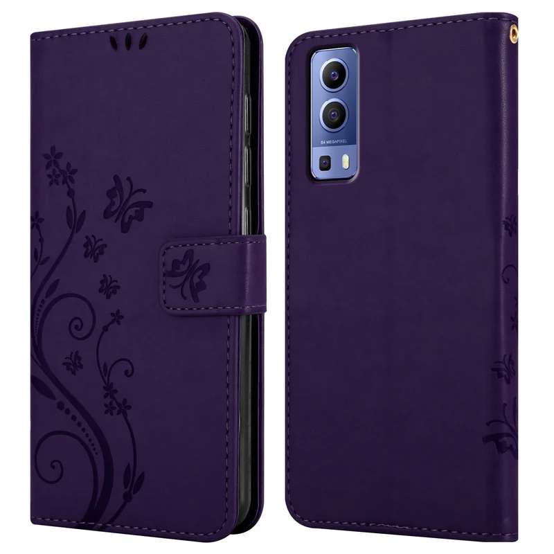 Cadorabo Hülle kompatibel mit Vivo Y52 5G / Y72 5G Schutzhülle im Blumen Design mit Magnetverschluss, Standfunktion und Kartenfächern