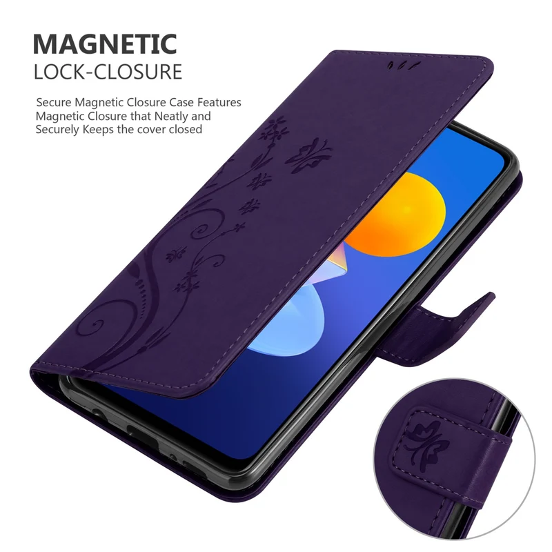 Cadorabo Hülle kompatibel mit Vivo Y52 5G / Y72 5G Schutzhülle im Blumen Design mit Magnetverschluss, Standfunktion und Kartenfächern