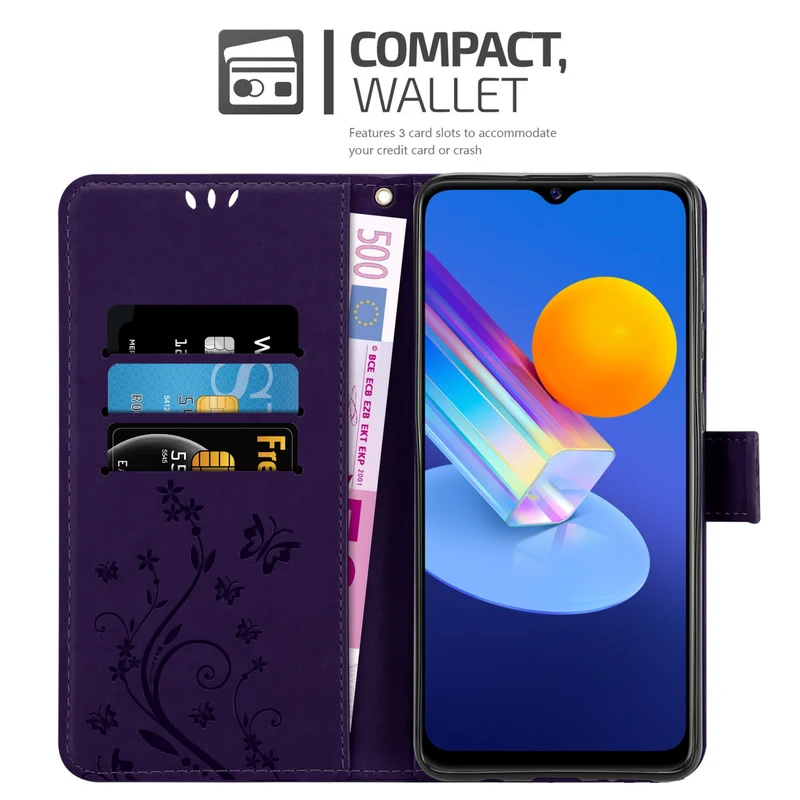 Cadorabo Hülle kompatibel mit Vivo Y52 5G / Y72 5G Schutzhülle im Blumen Design mit Magnetverschluss, Standfunktion und Kartenfächern