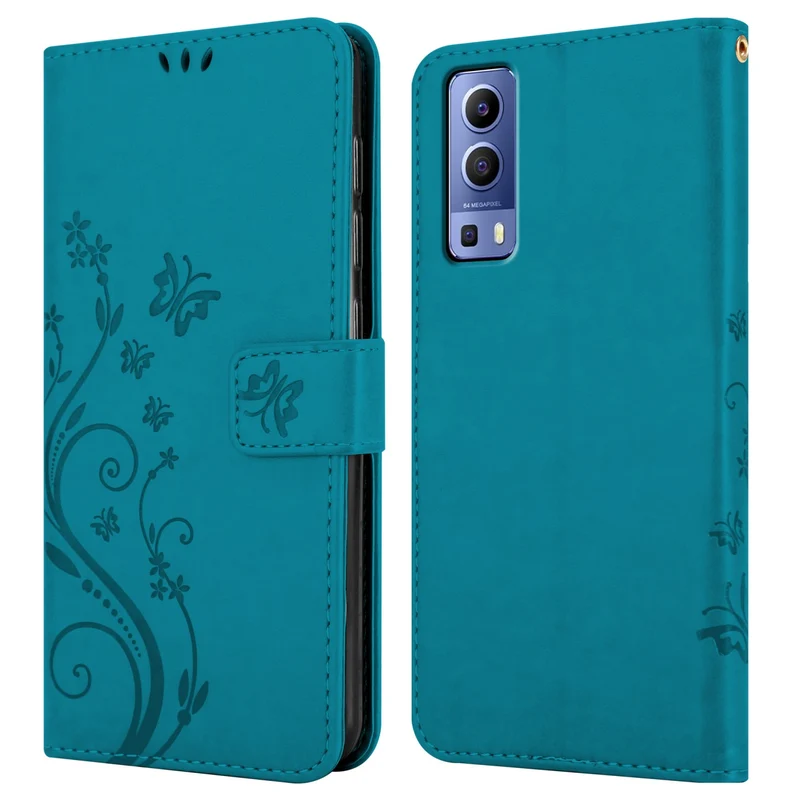 Cadorabo Hülle kompatibel mit Vivo Y52 5G / Y72 5G Schutzhülle im Blumen Design mit Magnetverschluss, Standfunktion und Kartenfächern