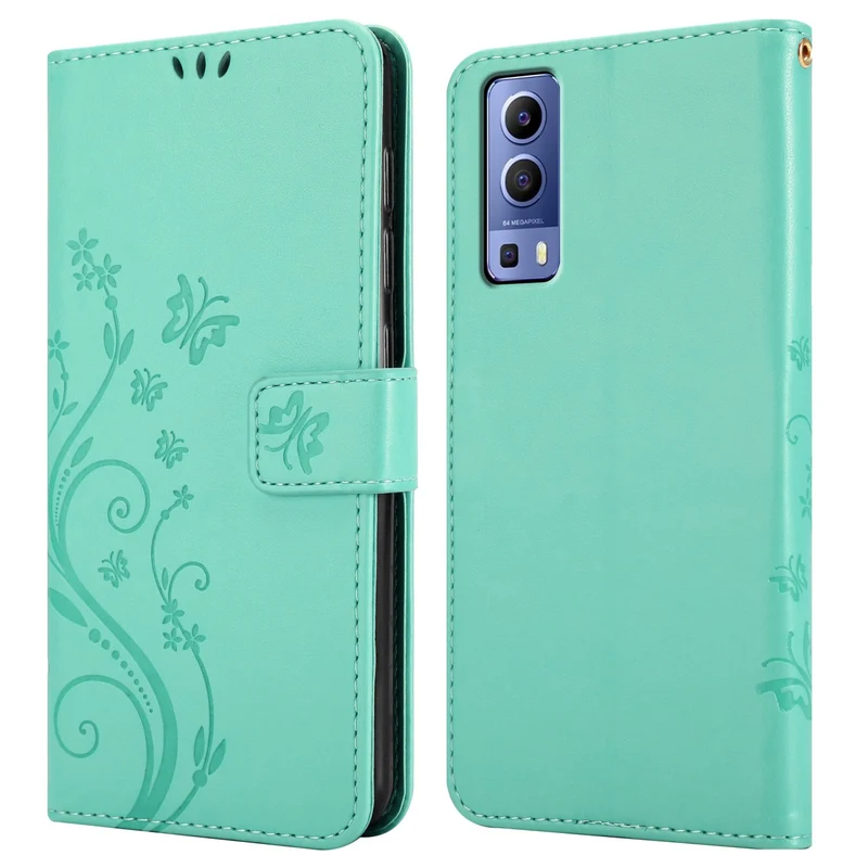 Cadorabo Hülle kompatibel mit Vivo Y52 5G / Y72 5G Schutzhülle im Blumen Design mit Magnetverschluss, Standfunktion und Kartenfächern