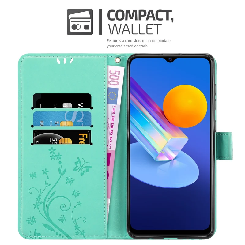 Cadorabo Hülle kompatibel mit Vivo Y52 5G / Y72 5G Schutzhülle im Blumen Design mit Magnetverschluss, Standfunktion und Kartenfächern