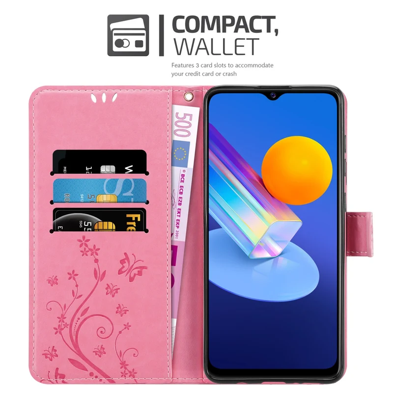 Cadorabo Hülle kompatibel mit Vivo Y52 5G / Y72 5G Schutzhülle im Blumen Design mit Magnetverschluss, Standfunktion und Kartenfächern
