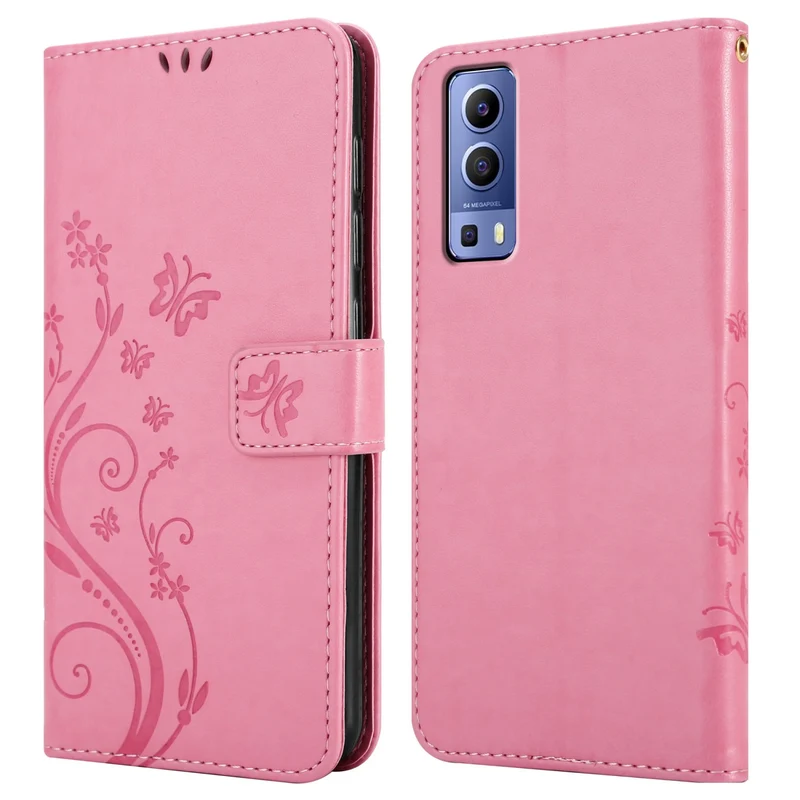 Cadorabo Hülle kompatibel mit Vivo Y52 5G / Y72 5G Schutzhülle im Blumen Design mit Magnetverschluss, Standfunktion und Kartenfächern