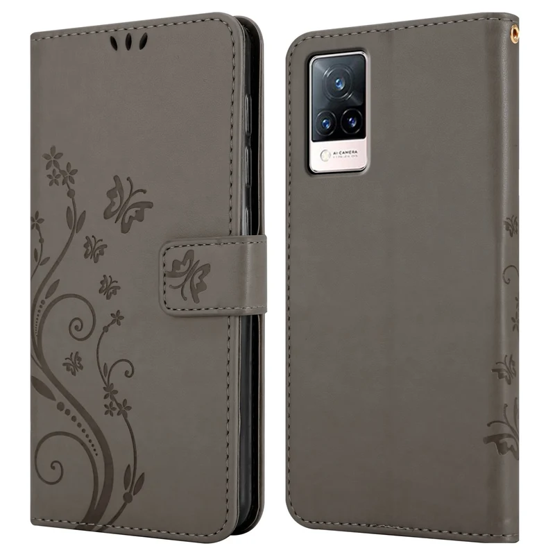 Cadorabo Hülle kompatibel mit Vivo V21 4G / 5G Schutzhülle im Blumen Design mit Magnetverschluss, Standfunktion und Kartenfächern