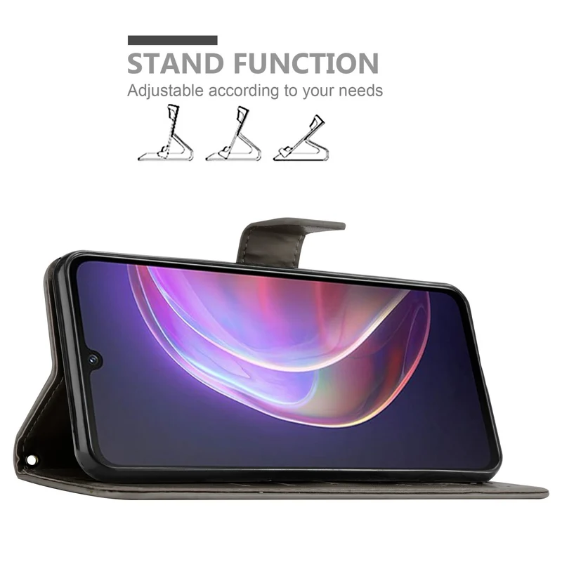 Cadorabo Hülle kompatibel mit Vivo V21 4G / 5G Schutzhülle im Blumen Design mit Magnetverschluss, Standfunktion und Kartenfächern