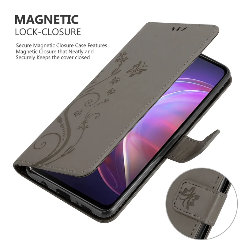 Cadorabo Hülle kompatibel mit Vivo V21 4G / 5G Schutzhülle im Blumen Design mit Magnetverschluss, Standfunktion und Kartenfächern