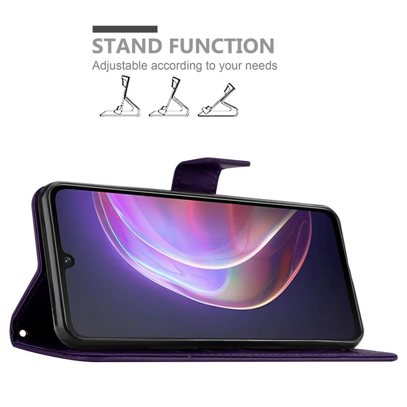 Cadorabo Hülle kompatibel mit Vivo V21 4G / 5G Schutzhülle im Blumen Design mit Magnetverschluss, Standfunktion und Kartenfächern