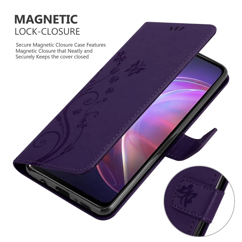 Cadorabo Hülle kompatibel mit Vivo V21 4G / 5G Schutzhülle im Blumen Design mit Magnetverschluss, Standfunktion und Kartenfächern