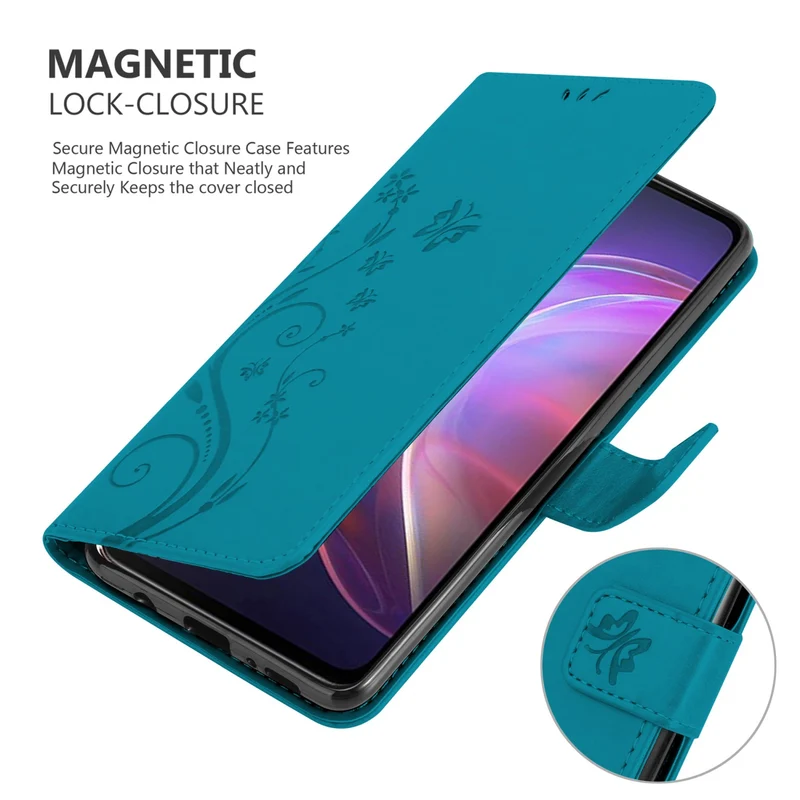 Cadorabo Hülle kompatibel mit Vivo V21 4G / 5G Schutzhülle im Blumen Design mit Magnetverschluss, Standfunktion und Kartenfächern