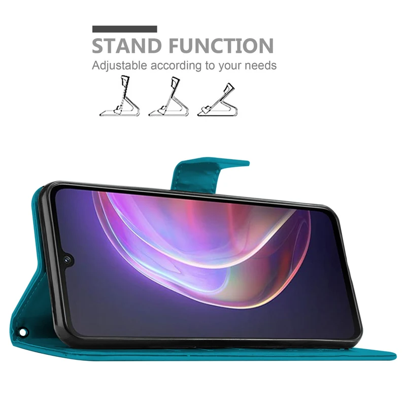 Cadorabo Hülle kompatibel mit Vivo V21 4G / 5G Schutzhülle im Blumen Design mit Magnetverschluss, Standfunktion und Kartenfächern