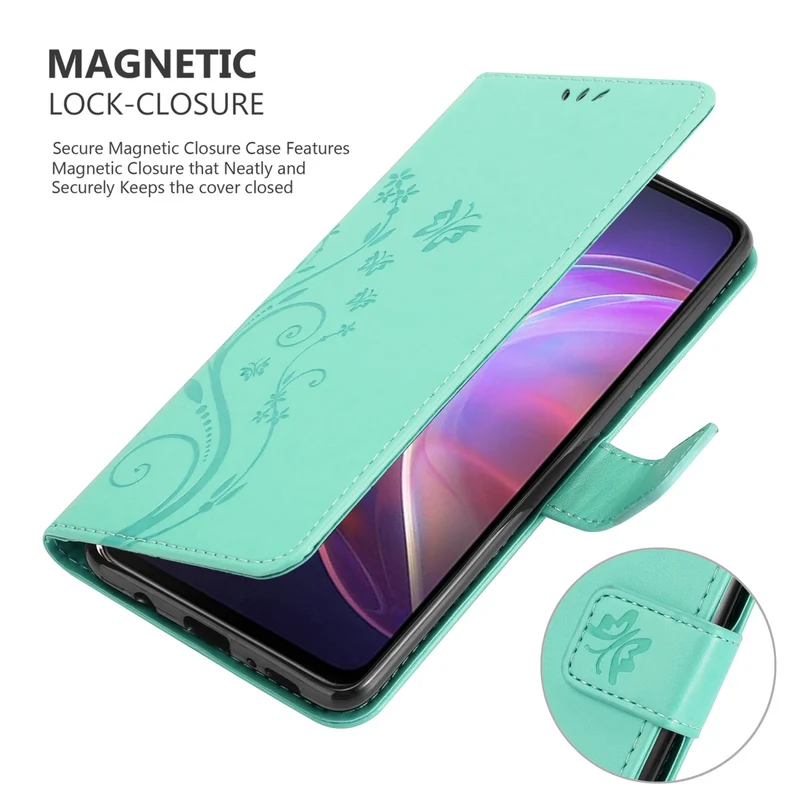 Cadorabo Hülle kompatibel mit Vivo V21 4G / 5G Schutzhülle im Blumen Design mit Magnetverschluss, Standfunktion und Kartenfächern
