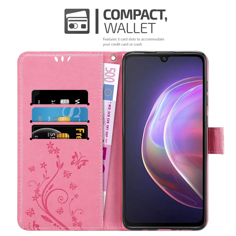Cadorabo Hülle kompatibel mit Vivo V21 4G / 5G Schutzhülle im Blumen Design mit Magnetverschluss, Standfunktion und Kartenfächern