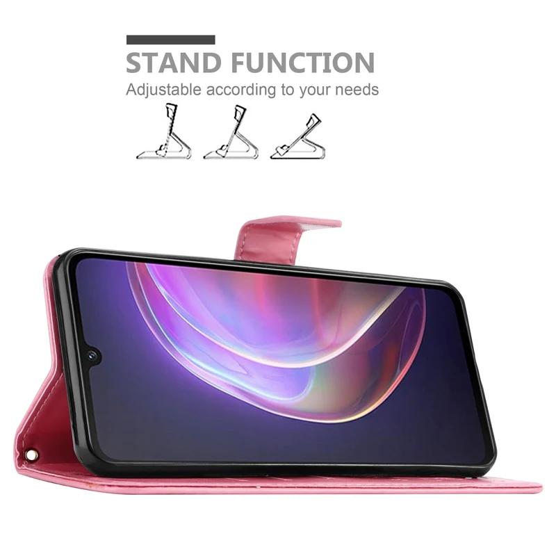 Cadorabo Hülle kompatibel mit Vivo V21 4G / 5G Schutzhülle im Blumen Design mit Magnetverschluss, Standfunktion und Kartenfächern