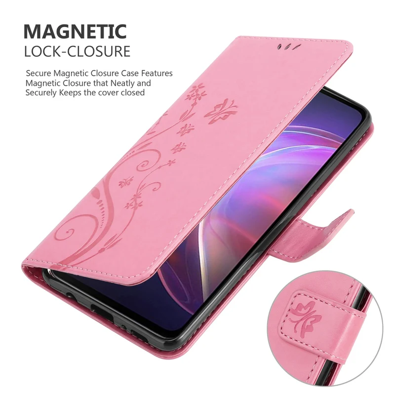 Cadorabo Hülle kompatibel mit Vivo V21 4G / 5G Schutzhülle im Blumen Design mit Magnetverschluss, Standfunktion und Kartenfächern