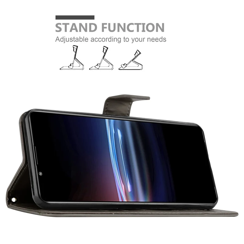 Cadorabo Hülle kompatibel mit Sony Xperia PRO-I Schutzhülle im Blumen Design mit Magnetverschluss, Standfunktion und Kartenfächern