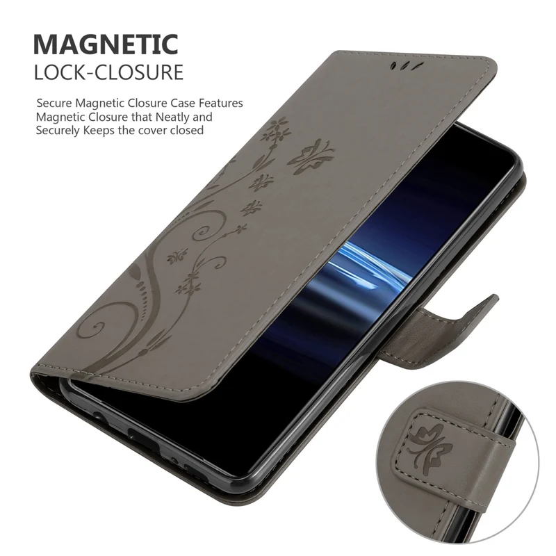 Cadorabo Hülle kompatibel mit Sony Xperia PRO-I Schutzhülle im Blumen Design mit Magnetverschluss, Standfunktion und Kartenfächern
