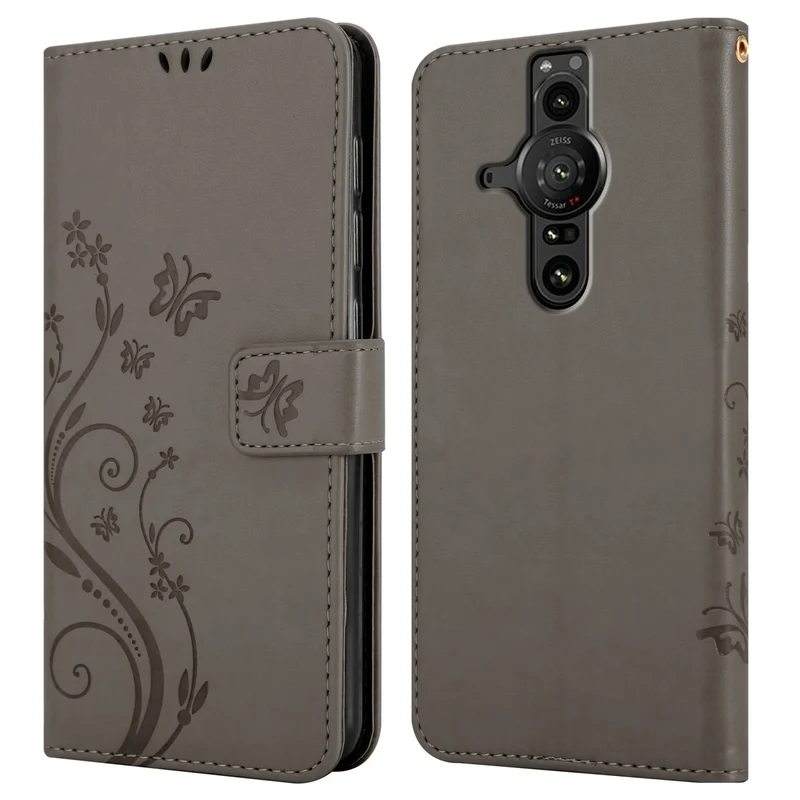 Cadorabo Hülle kompatibel mit Sony Xperia PRO-I Schutzhülle im Blumen Design mit Magnetverschluss, Standfunktion und Kartenfächern
