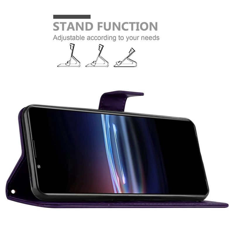 Cadorabo Hülle kompatibel mit Sony Xperia PRO-I Schutzhülle im Blumen Design mit Magnetverschluss, Standfunktion und Kartenfächern
