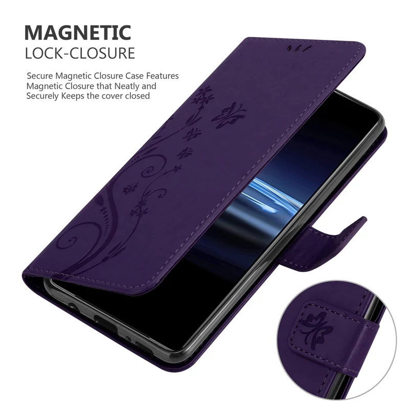 Cadorabo Hülle kompatibel mit Sony Xperia PRO-I Schutzhülle im Blumen Design mit Magnetverschluss, Standfunktion und Kartenfächern
