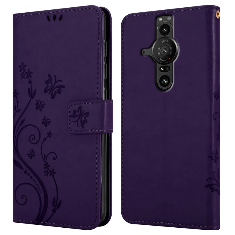 Cadorabo Hülle kompatibel mit Sony Xperia PRO-I Schutzhülle im Blumen Design mit Magnetverschluss, Standfunktion und Kartenfächern