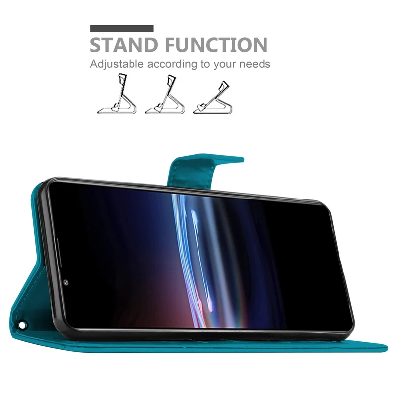 Cadorabo Hülle kompatibel mit Sony Xperia PRO-I Schutzhülle im Blumen Design mit Magnetverschluss, Standfunktion und Kartenfächern