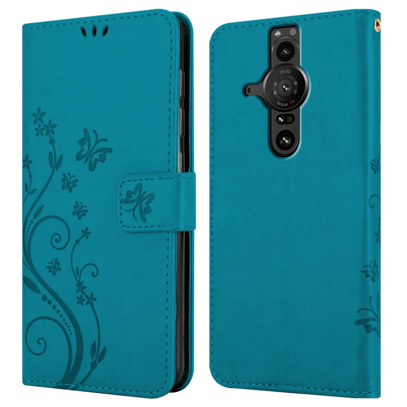 Cadorabo Hülle kompatibel mit Sony Xperia PRO-I Schutzhülle im Blumen Design mit Magnetverschluss, Standfunktion und Kartenfächern