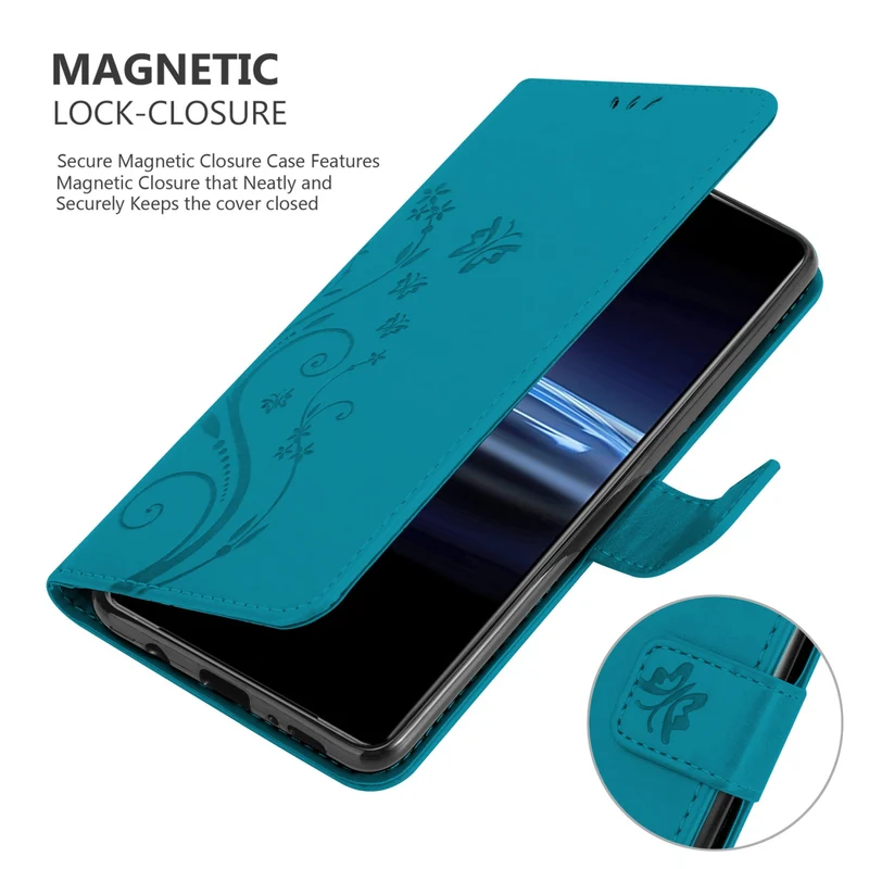 Cadorabo Hülle kompatibel mit Sony Xperia PRO-I Schutzhülle im Blumen Design mit Magnetverschluss, Standfunktion und Kartenfächern