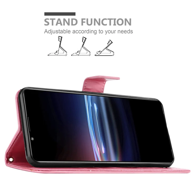 Cadorabo Hülle kompatibel mit Sony Xperia PRO-I Schutzhülle im Blumen Design mit Magnetverschluss, Standfunktion und Kartenfächern