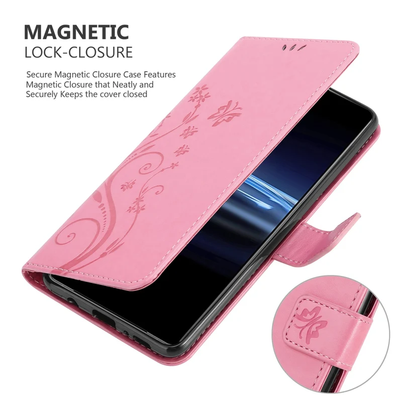 Cadorabo Hülle kompatibel mit Sony Xperia PRO-I Schutzhülle im Blumen Design mit Magnetverschluss, Standfunktion und Kartenfächern