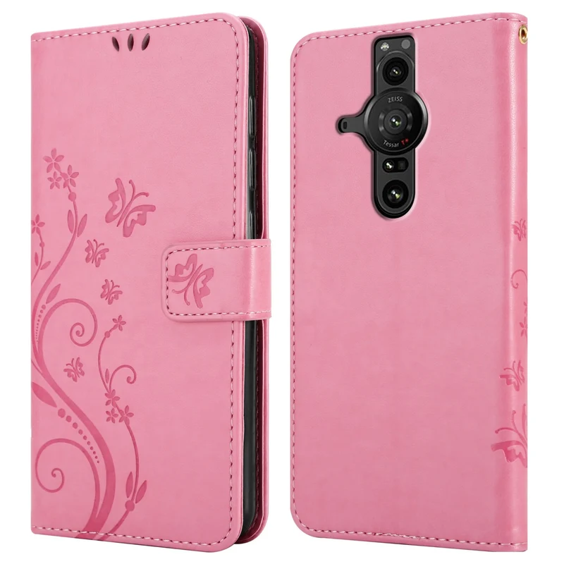 Cadorabo Hülle kompatibel mit Sony Xperia PRO-I Schutzhülle im Blumen Design mit Magnetverschluss, Standfunktion und Kartenfächern