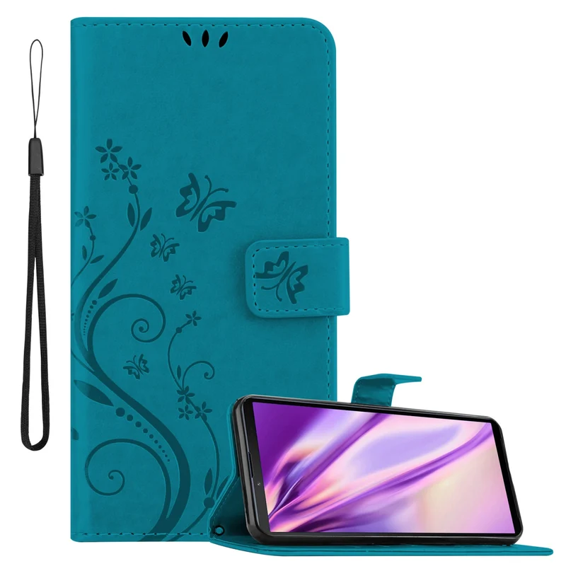 Cadorabo Hülle kompatibel mit Sony Xperia 10 III Schutzhülle im Blumen Design mit Magnetverschluss, Standfunktion und Kartenfächern