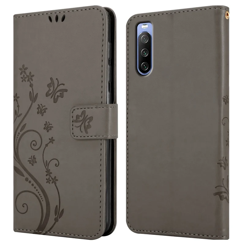 Cadorabo Hülle kompatibel mit Sony Xperia 10 III Schutzhülle im Blumen Design mit Magnetverschluss, Standfunktion und Kartenfächern
