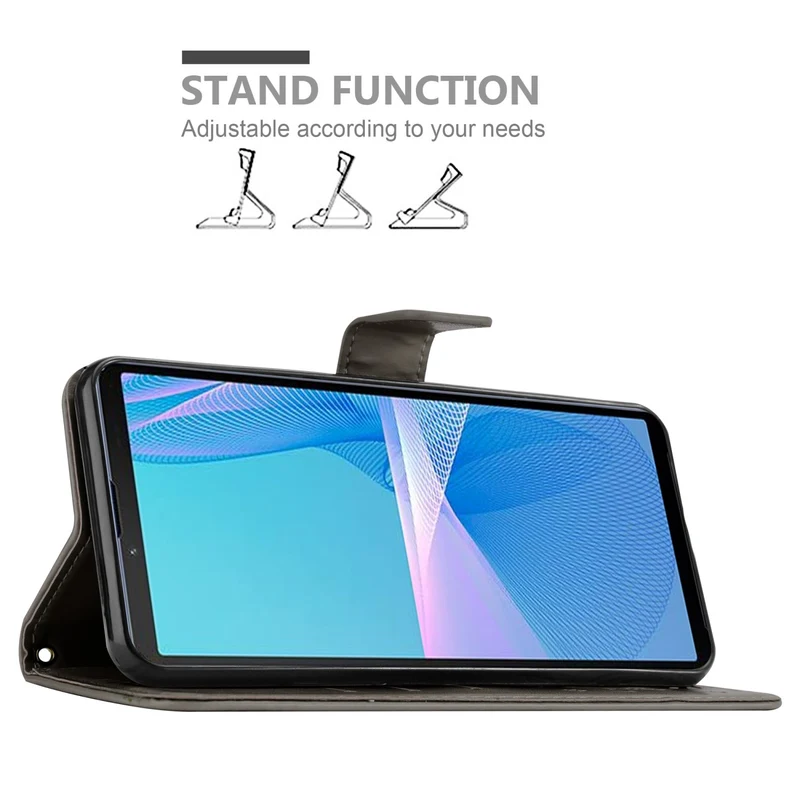 Cadorabo Hülle kompatibel mit Sony Xperia 10 III Schutzhülle im Blumen Design mit Magnetverschluss, Standfunktion und Kartenfächern