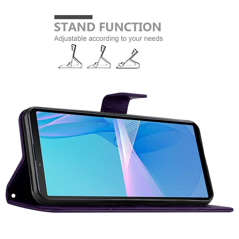 Cadorabo Hülle kompatibel mit Sony Xperia 10 III Schutzhülle im Blumen Design mit Magnetverschluss, Standfunktion und Kartenfächern