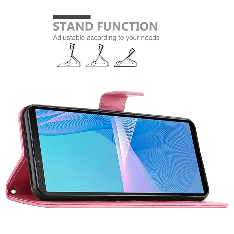 Cadorabo Hülle kompatibel mit Sony Xperia 10 III Schutzhülle im Blumen Design mit Magnetverschluss, Standfunktion und Kartenfächern